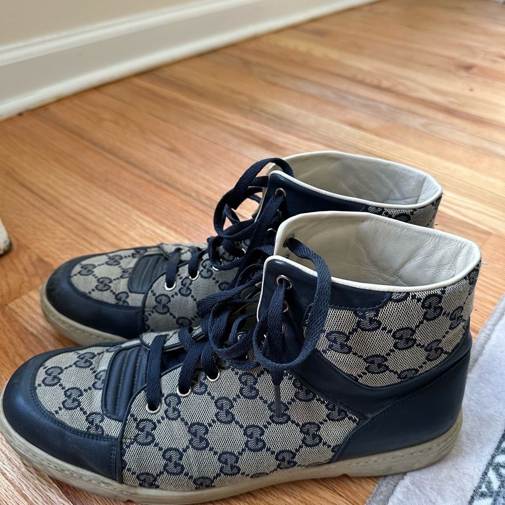 Gucci Blue and Gray High-Top Sneakers